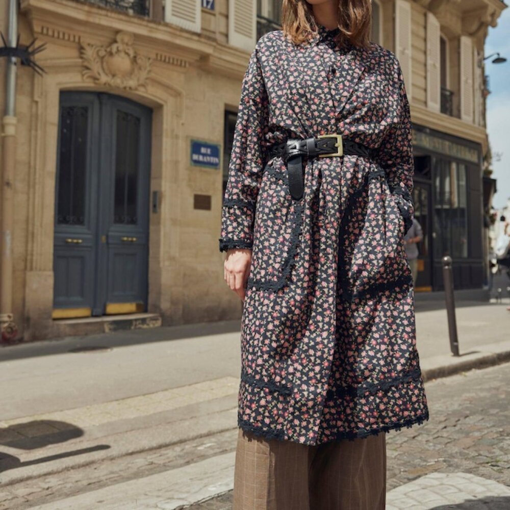 Eddy Robe Jacket Black Rose Floral Small